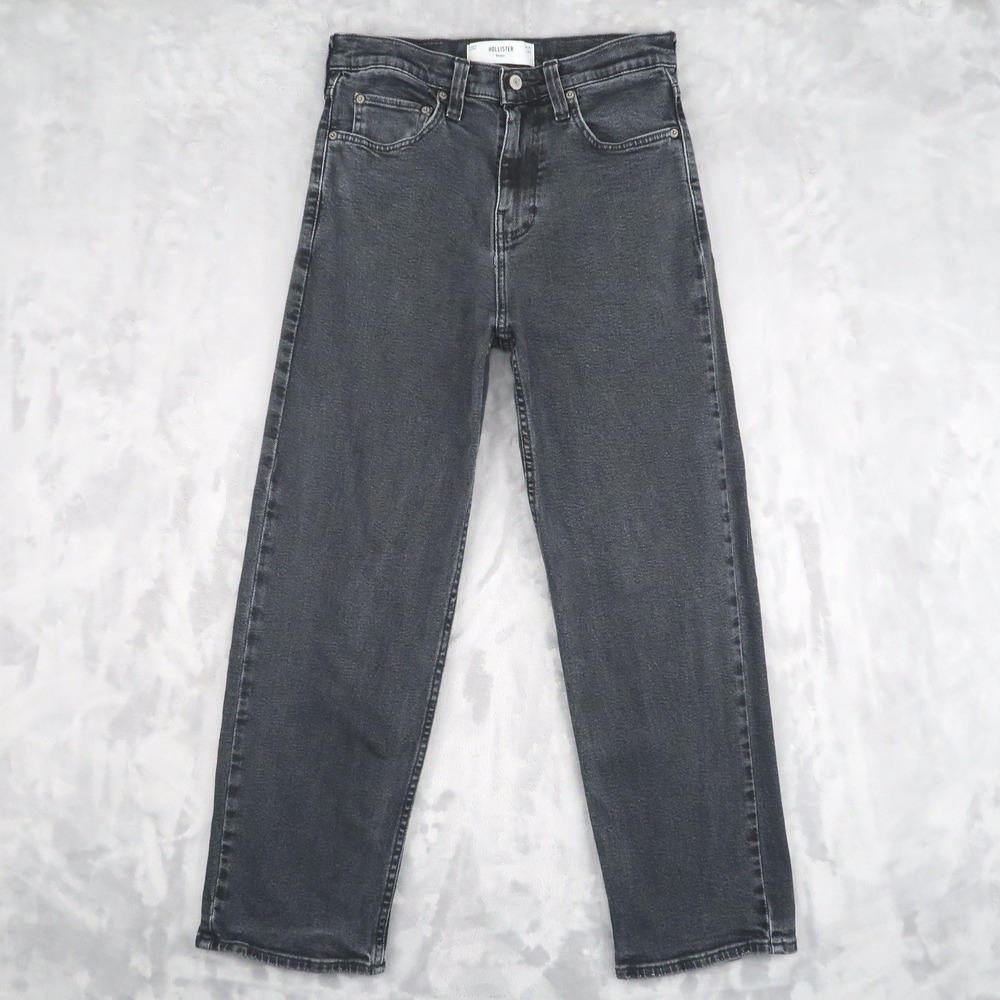 Hollister Jeans Mens 28x30 Fit 28x28.5 Black Baggy High Rise Straight Classic
